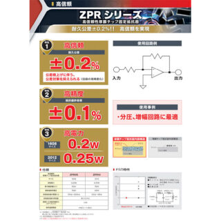 高信頼性厚膜チップ固定抵抗器 ZPRシリーズのイメージ画像